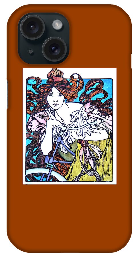 Biking iPhone Case featuring the painting Biker Girl by Nila Jane Autry