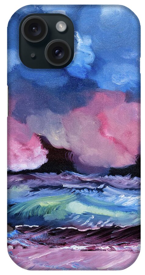  Cumulus Clouds iPhone Case featuring the painting Billowy Clouds Afloat by Meryl Goudey