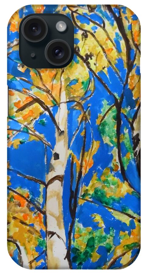 Birch iPhone Case featuring the painting BirchTrees in Fall by Esther Newman-Cohen