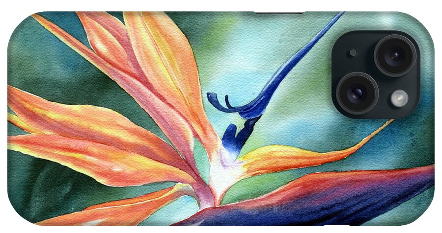 Bird Of Paradise iPhone Case featuring the painting Bird of Paradise by Deborah Ronglien