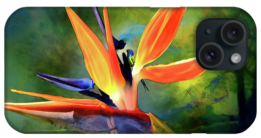 Flower iPhone Case featuring the digital art Bird of Paradise by Don Schiffner