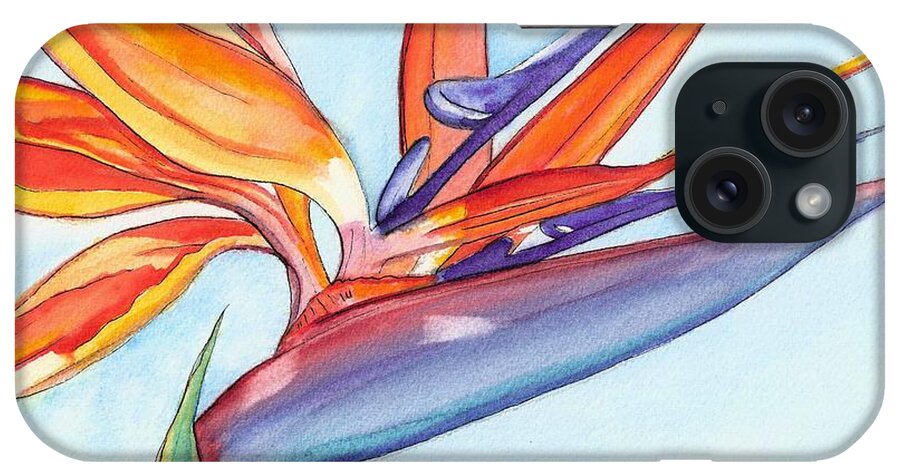 Bird Of Paradise iPhone Case featuring the painting Bird of Paradise III by Marionette Taboniar
