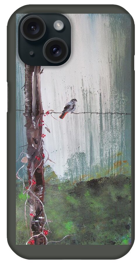 Tree iPhone Case featuring the painting Bird on a Wire by Susan Voidets