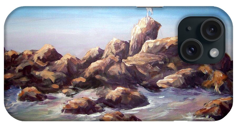 Bird On Rocks iPhone Case featuring the painting Bird Watching by Deborah Smith