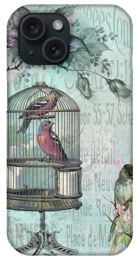 Birdcage Blossom iPhone Case featuring the digital art Birdcage Blossom by Sarah Vernon