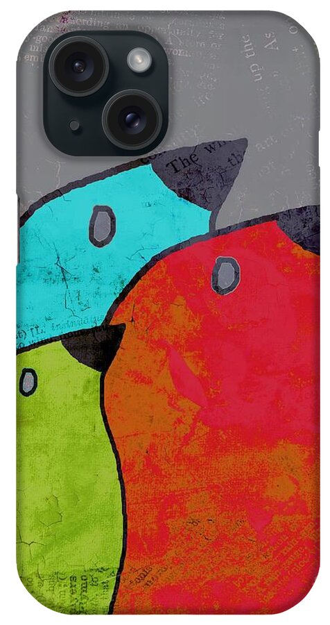 Birds iPhone Case featuring the digital art Birdies - v11b by Variance Collections