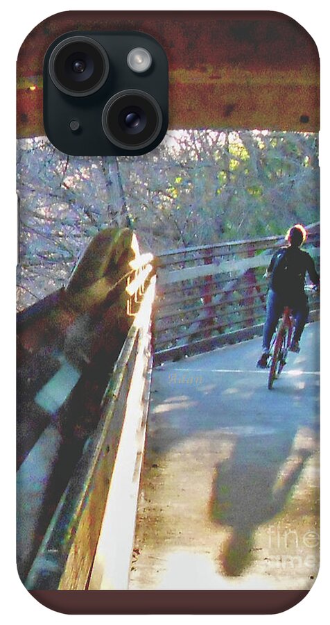 Silhouette iPhone Case featuring the photograph Birds Boaters and Bridges of Barton Springs - Bridges One Vertical v1 by Felipe Adan Lerma