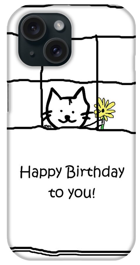 Cat iPhone Case featuring the drawing Birthday Greeting Card by Ken Krolikowski