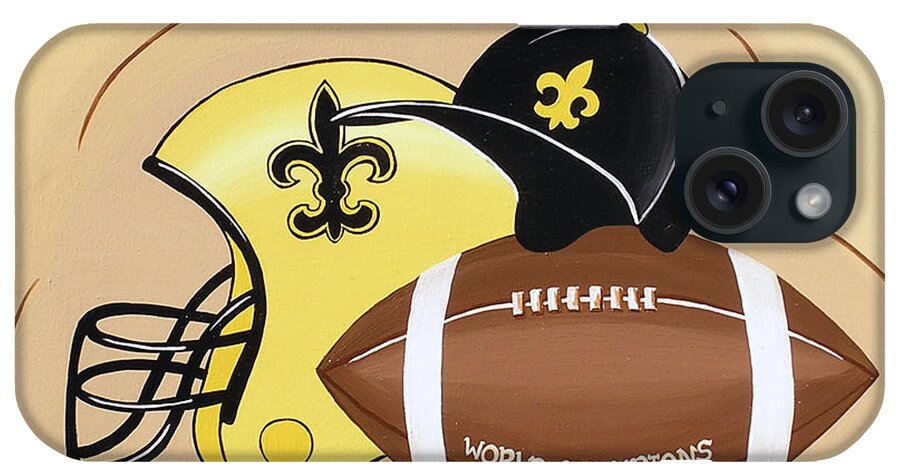 Football iPhone Case featuring the painting Black and Gold Champs by Valerie Carpenter