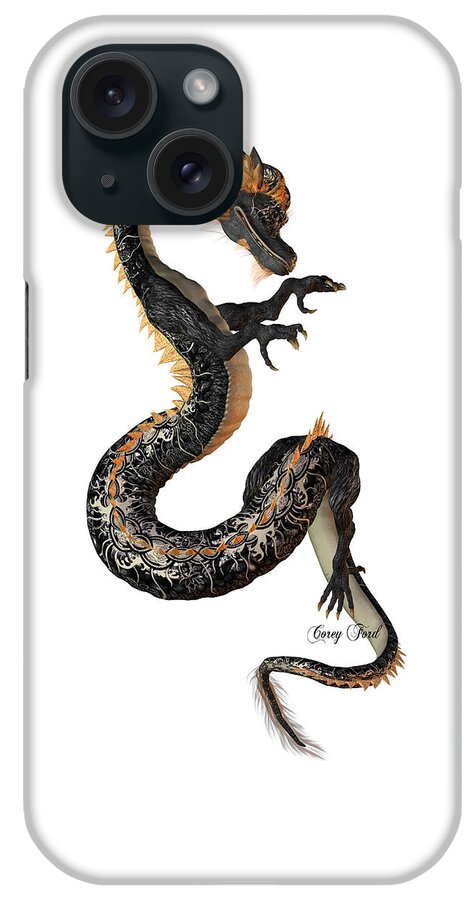 Dragon iPhone Case featuring the painting Black and Gold Dragon by Corey Ford