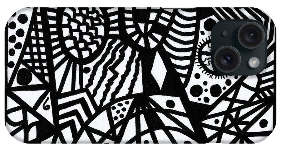 Original Art iPhone Case featuring the drawing Black and White 6 by Susan Schanerman