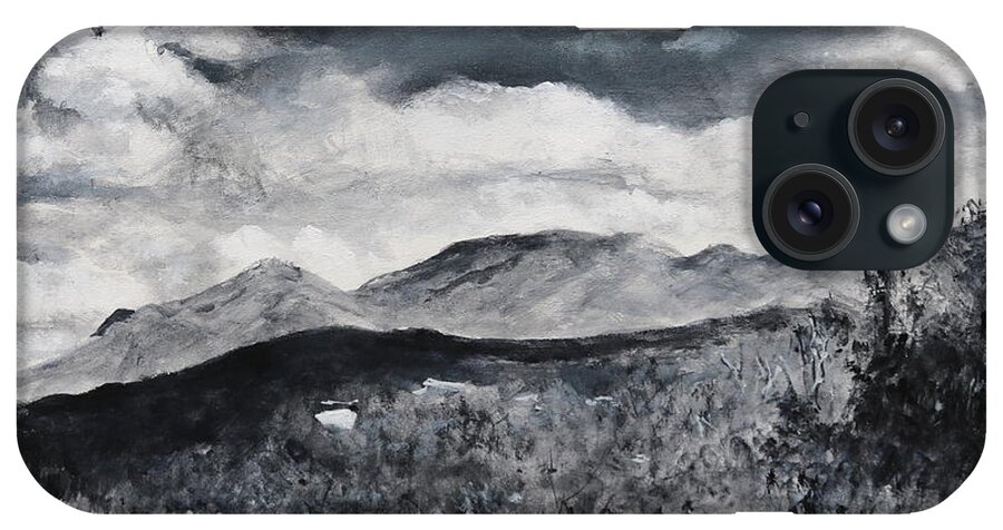 Desert iPhone Case featuring the painting Black and White Landscape by M Diane Bonaparte