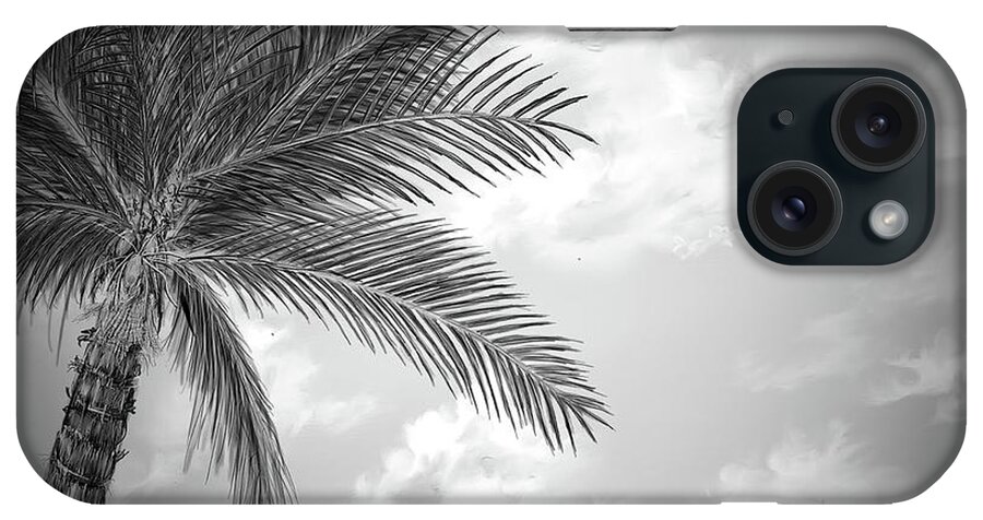 Cloud iPhone Case featuring the digital art Black and white palm by Darren Cannell