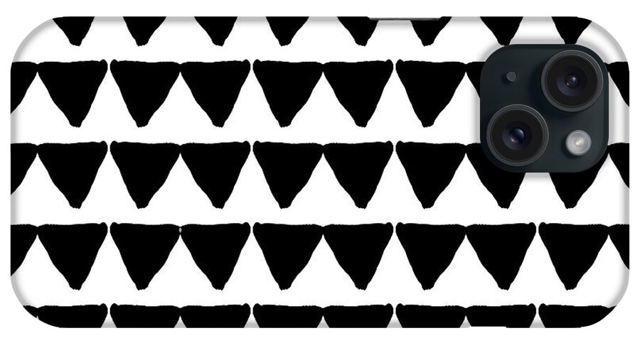 Triangles iPhone Case featuring the mixed media Black and White Triangles- Art by Linda Woods by Linda Woods
