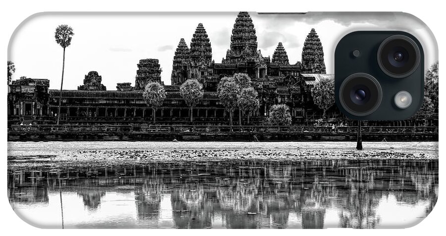 Angkor Wat iPhone Case featuring the photograph Black Angkor Wat Cambodia by Chuck Kuhn