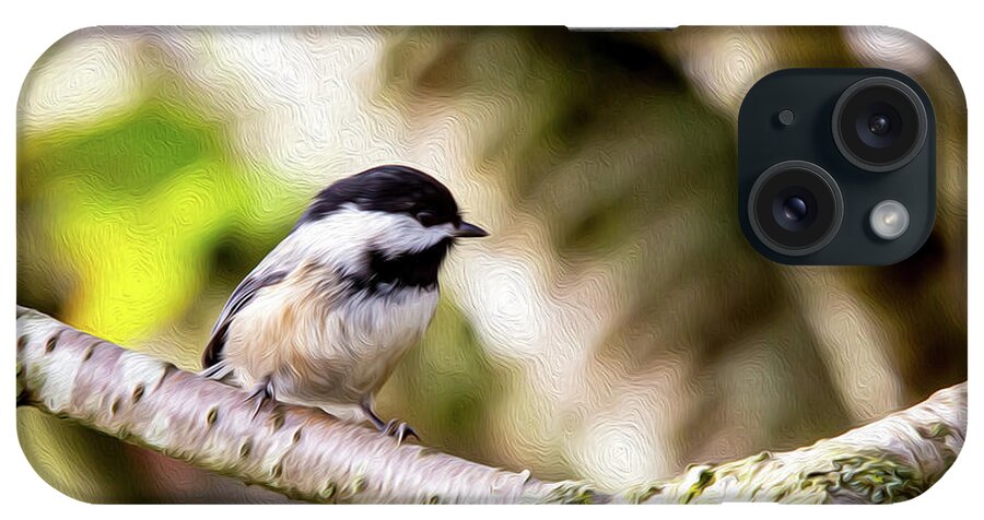 Bird iPhone Case featuring the digital art Black Capped Chickadee 2 Digital Oil by Birdly Canada