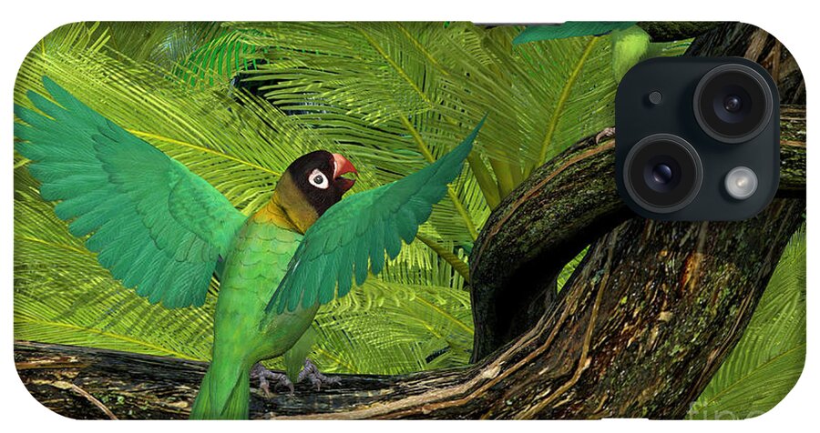 Black-cheeked Lovebird iPhone Case featuring the painting Black-cheeked Lovebirds by Corey Ford