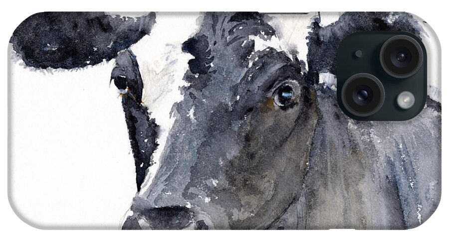 Cow iPhone Case featuring the painting Black Cow by Claudia Hafner