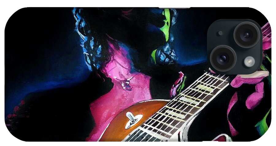 Jimmy Page iPhone Case featuring the painting Black Dog by Tom Carlton