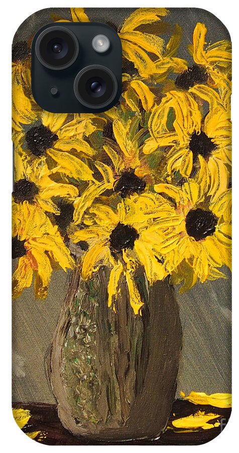#flowerart iPhone Case featuring the painting Black-eyed Susans by Francois Lamothe