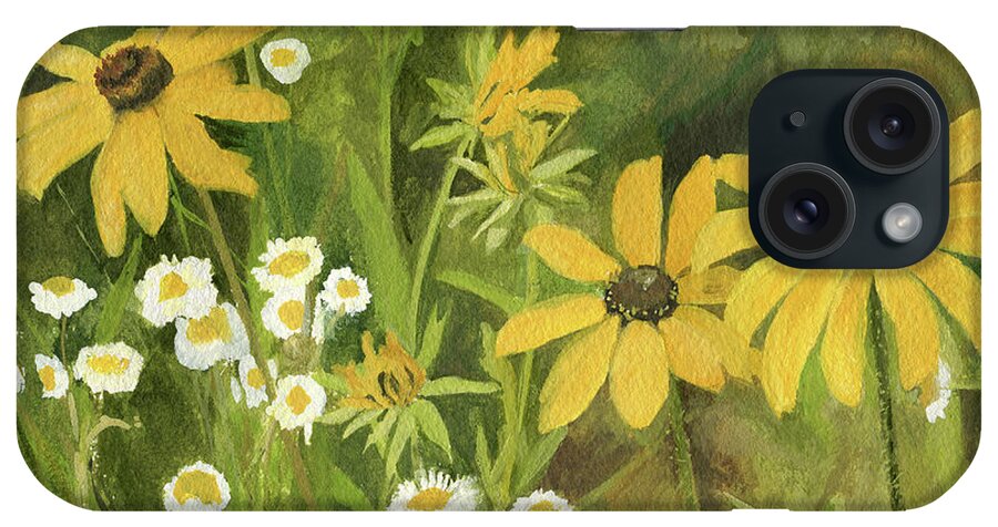Nature Art iPhone Case featuring the painting Black-eyed Susans in a Field by Laurie Rohner