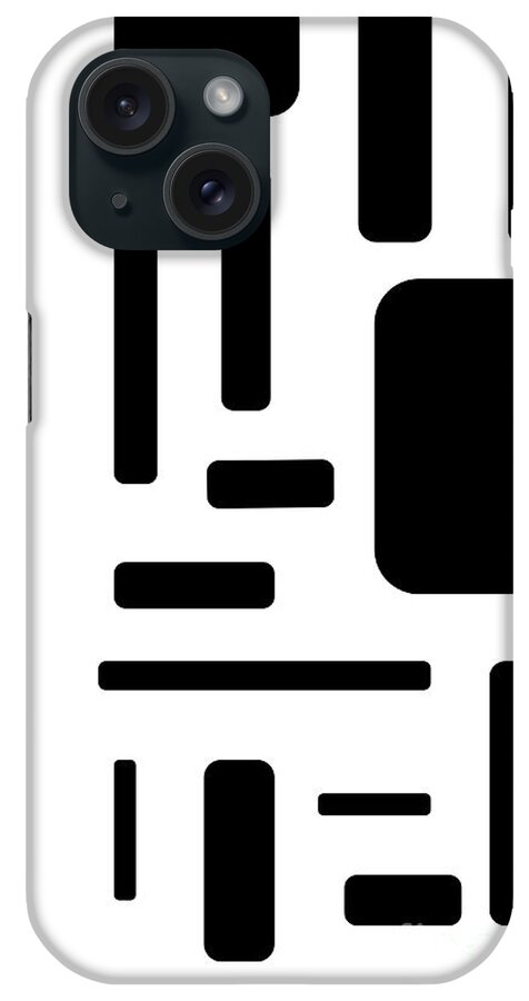 Black And White iPhone Case featuring the digital art Black and White Rectangular Design by Barefoot Bodeez Art