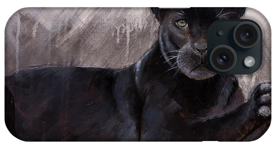 Black Panther iPhone Case featuring the painting Black Panther by Gray Artus