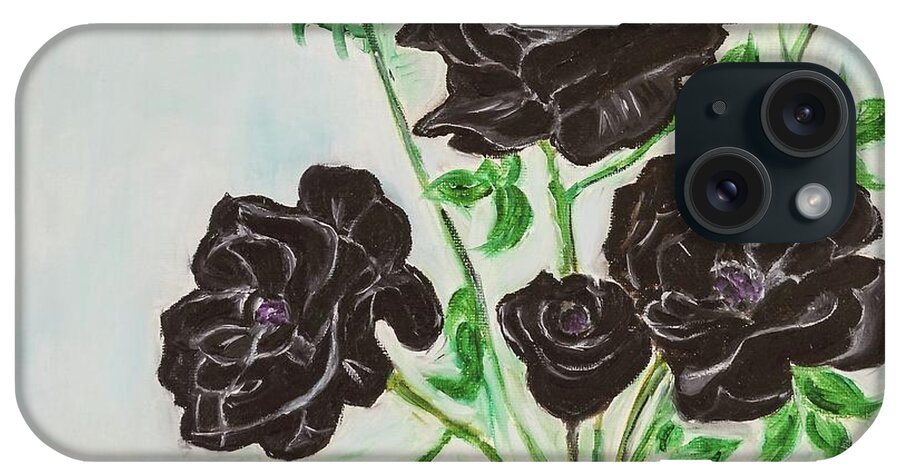 Rose iPhone Case featuring the painting Black Rose by Neslihan Ergul Colley