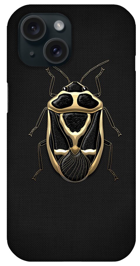 beasts Creatures And Critters Collection By Serge Averbukh iPhone Case featuring the photograph Black Shieldbug with Gold Accents by Serge Averbukh