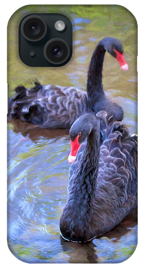 Swan iPhone Case featuring the photograph Black Swans by Susan Rissi Tregoning