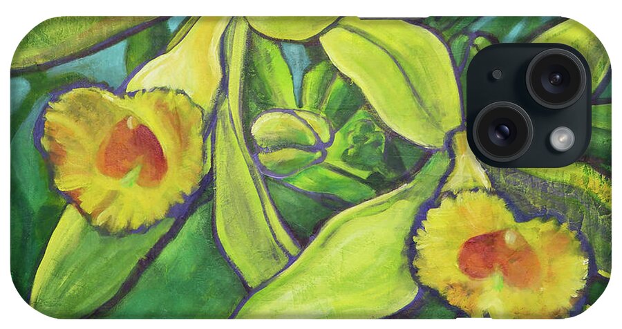 Coconut Bliss iPhone Case featuring the painting Blissful Vanilla Orchids by Tara D Kemp
