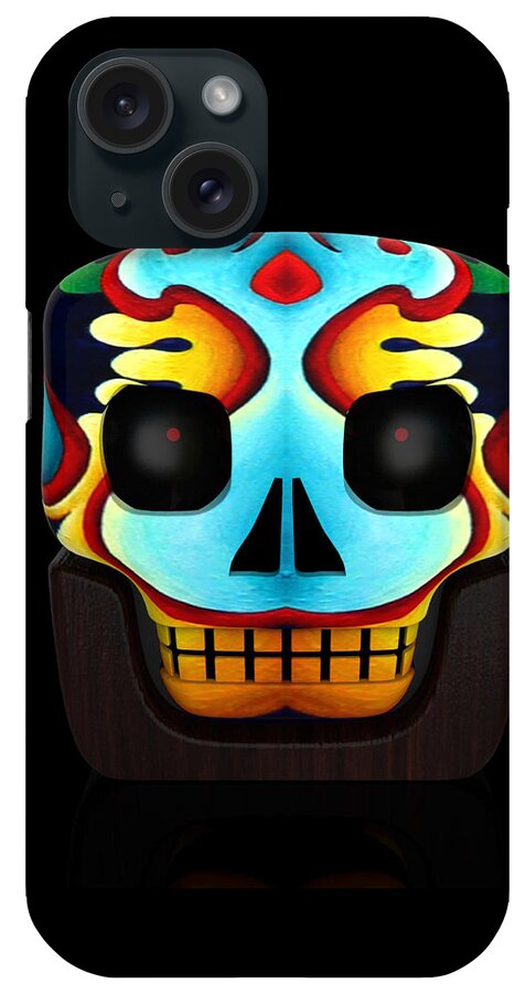Skull iPhone Case featuring the painting Block Skull by Amy Ferrari