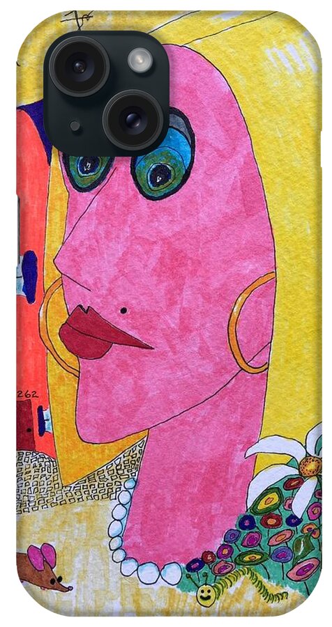  iPhone Case featuring the painting Blonde w/pearl necklace by Lew Hagood