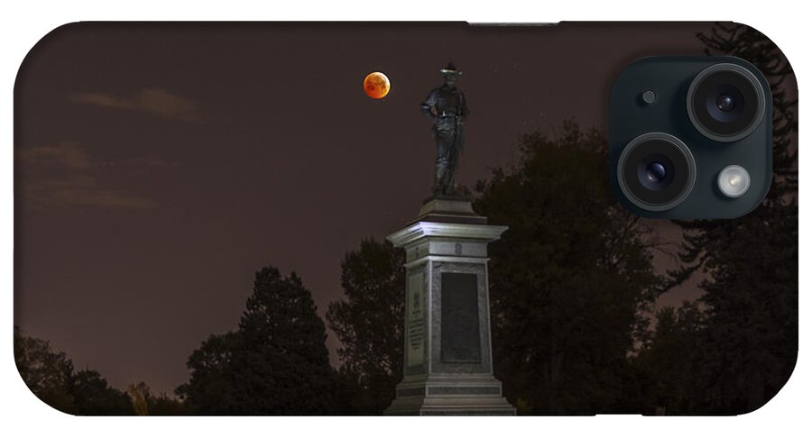 Lunar Eclipse iPhone Case featuring the photograph Blood Moon at the Colorado Volunteers Memorial by Stephen Johnson