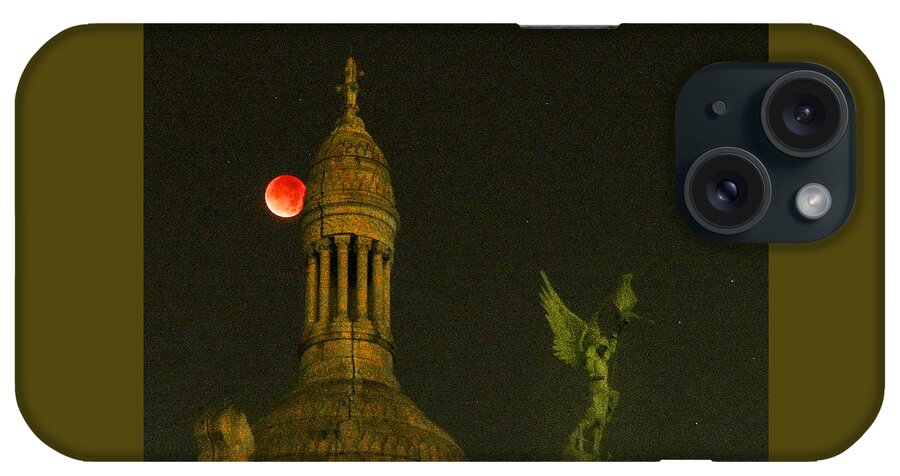 Eclipse iPhone Case featuring the photograph Blood Moon Eclipse at Sacre Coeur Paris 2015 by Sally Ross
