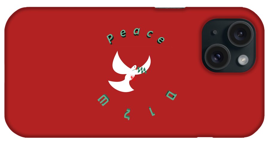 Red iPhone Case featuring the digital art bloody peace Wounded dove symbol of peace by Ilan Rosen