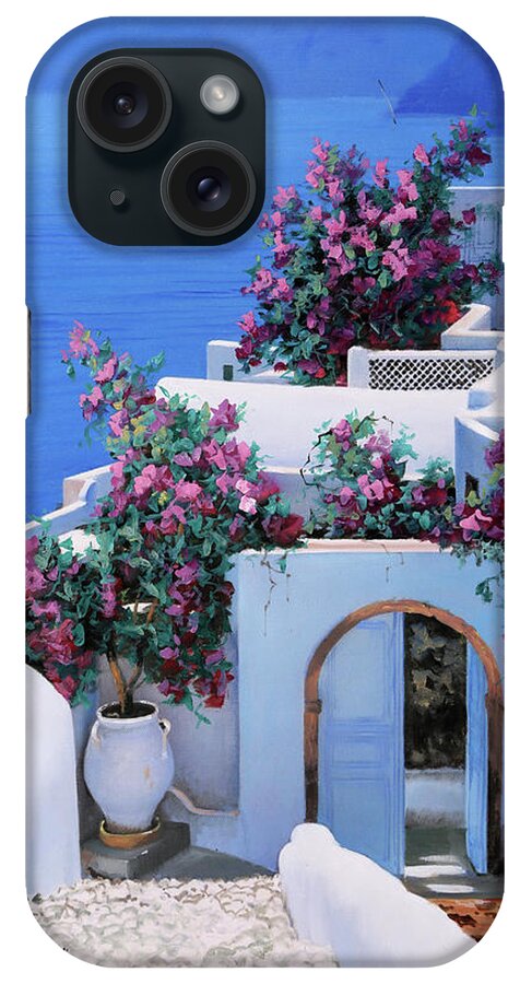 Greecescape iPhone Case featuring the painting Blu Di Grecia by Guido Borelli