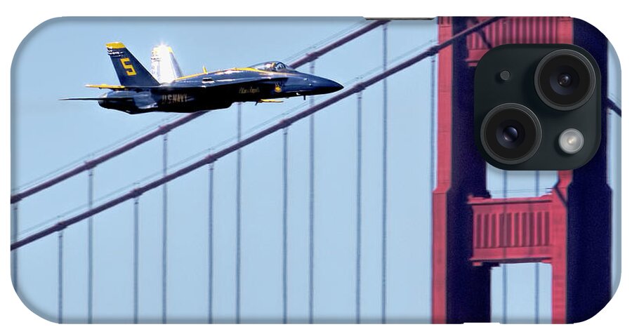 Blue Angels iPhone Case featuring the photograph Blue Angel Golden Gate Fly By by Her Arts Desire