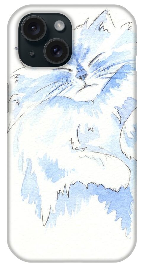 Cat iPhone Case featuring the painting Blue Cat by Julia Underwood