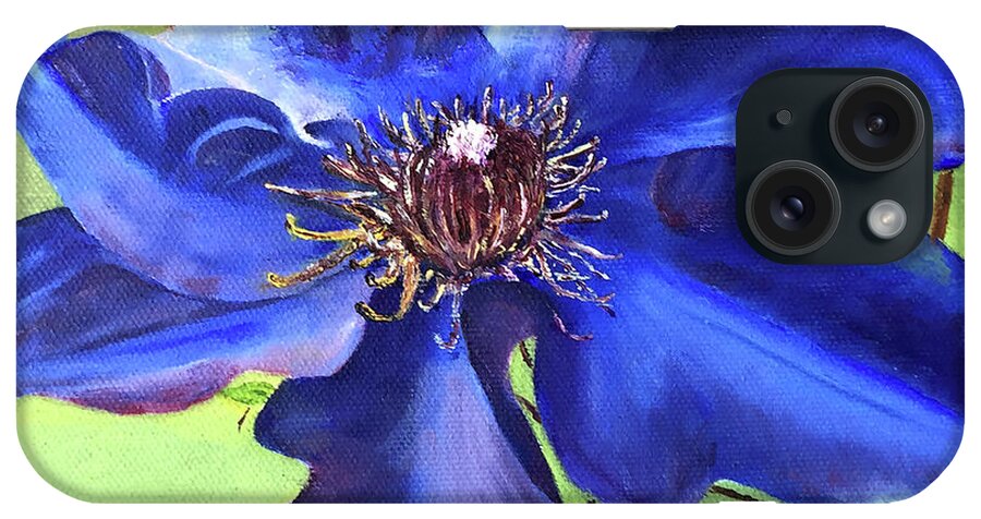 Floral iPhone Case featuring the painting Blue Clematis by Terry R MacDonald