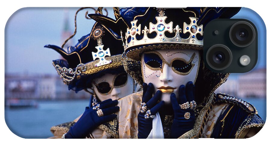 Venezia iPhone Case featuring the photograph Blue crowned masks in Venice by Riccardo Mottola