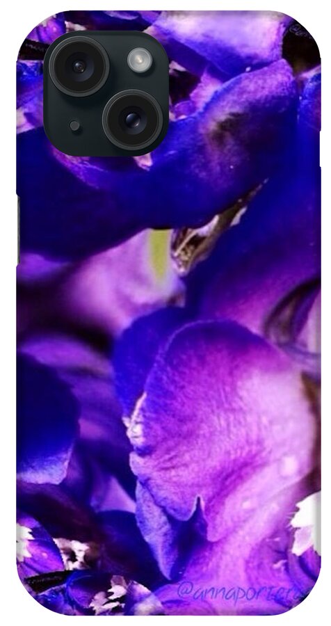 Blue Delphinium Abstracted iPhone Case featuring the photograph Blue Delphinium Abstracted by Anna Porter