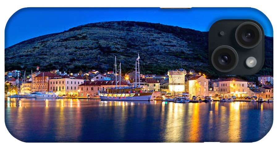 Ancient iPhone Case featuring the photograph Blue evening in Vis town panoramic by Brch Photography