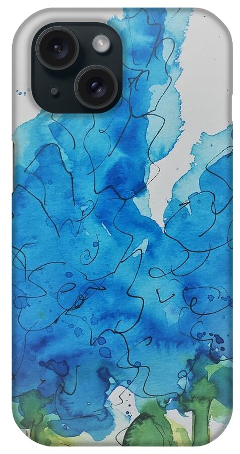 Blue Flowers iPhone Case featuring the painting blue Flowers 1 by Britta Zehm