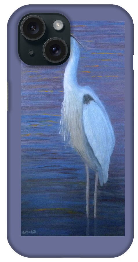 Bird Blue Heron Water Prey iPhone Case featuring the painting Blue Heron by Scott W White