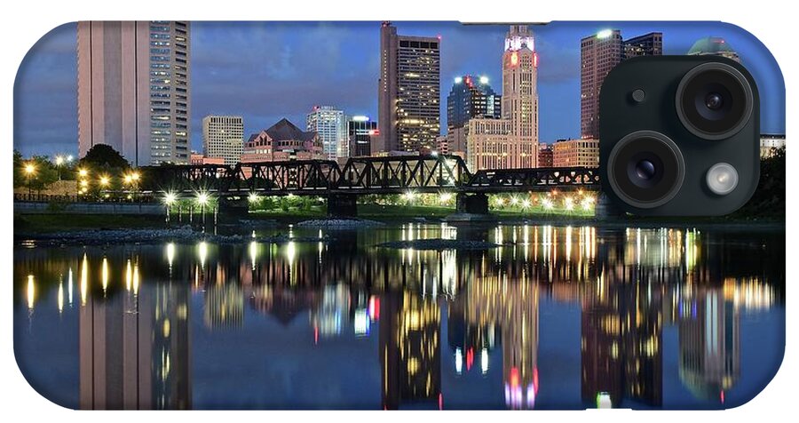 Columbus iPhone Case featuring the photograph Blue Hour on the Scioto by Frozen in Time Fine Art Photography