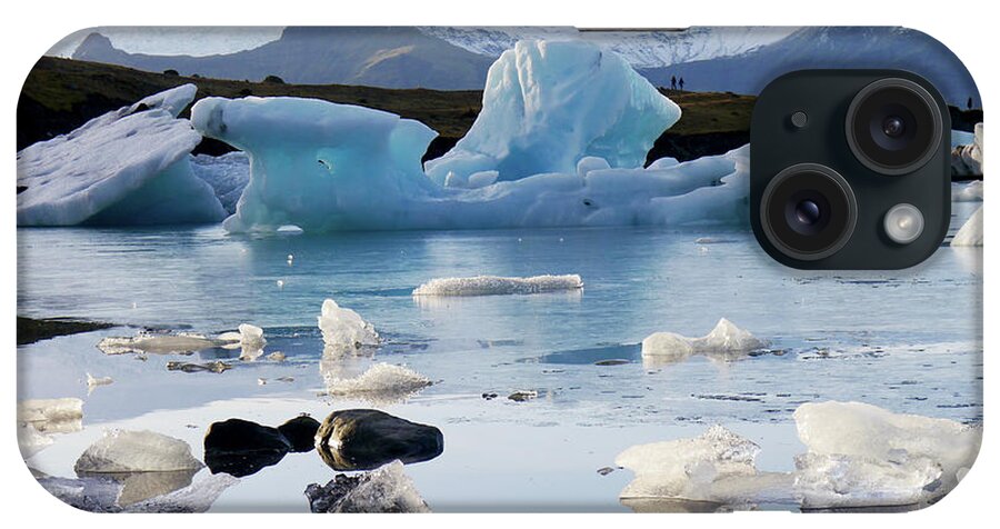 Iceland iPhone Case featuring the photograph Blue Iceberg and Ice Crystals by Amelia Racca