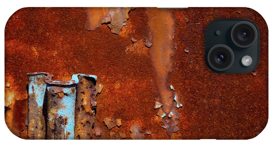 Major Rust iPhone Case featuring the photograph Blue On Rust by Karol Livote