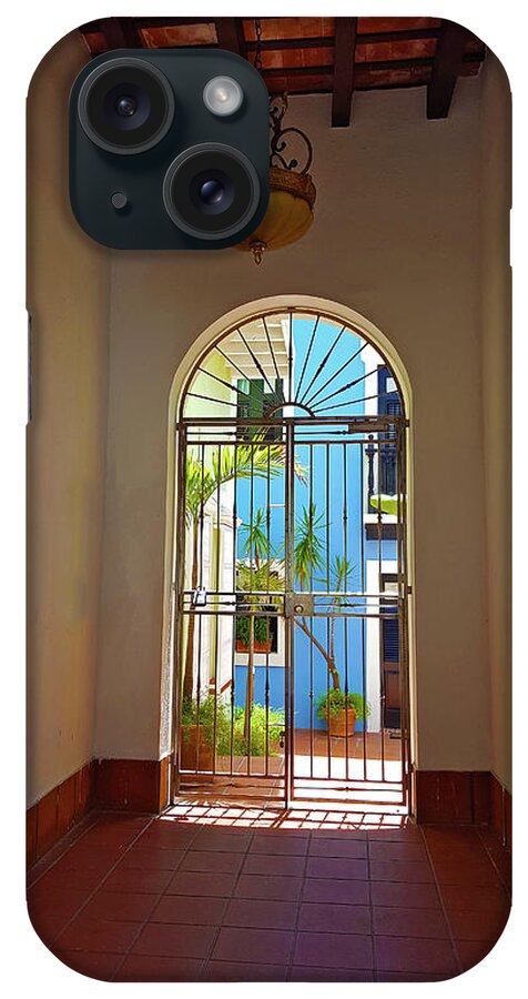 Open Patio iPhone Case featuring the photograph Blue Patio by Guillermo Rodriguez