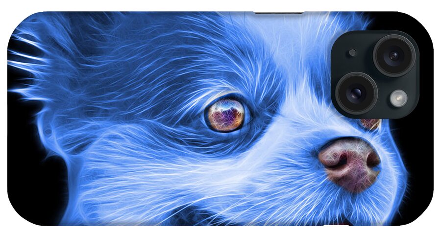 Pomeranian iPhone Case featuring the painting Blue Pomeranian dog art 4584 - BB by James Ahn